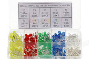 300PCS 3mm 5mm LED Light White Yellow Red Green Blue 3V 20mA набор диодов