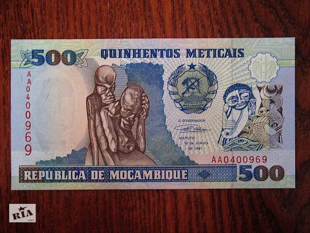 500 метикал Мозамбіку 1991 р UNC