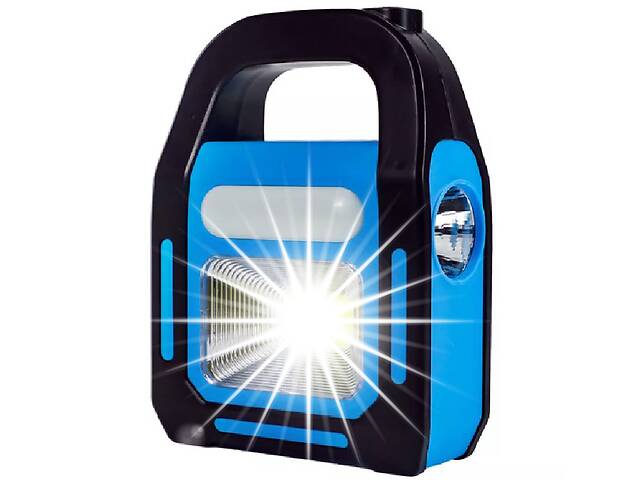 Аккумуляторный фонарь с солнечной батарее Hoka голубой COB+3W LED + Tube