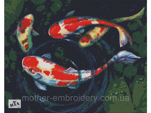 Алмазна мозаїка набір вишивка 'Карпи коі' багатство море риф рибана підрамнику повна викладка 5d 40х50 см
