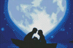 Алмазна мозаїка набір вишивка Поцілунок під місяцем на підрамнику повна викладка 5d 40х50 см
