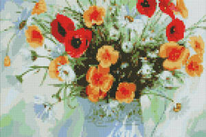 Алмазна мозаїка набір вишивка Весняний букет Відтінки літа на підрамнику повна викладка 5d 40х40 см