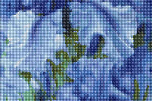 Алмазна мозаїка вишивка Блакитні іриси Юлія Томеско на підрамнику повна викладка 5d 30х40 см