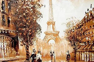 Алмазна мозаїка вишивка Ейфелева вежа та парк париж місто Осінь у Парижі на підрамнику повна 5d 30х30