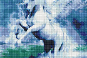 Алмазна мозаїка вишивка Казковий Пегас єдиноріг конь місяць на підрамнику повна викладка 5d 40х50 см