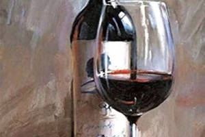 Алмазна мозаїка вишивка Натюрморт з келихом червоного вина Винний льох на підрамнику повна 5d 30х40