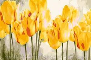 Алмазна мозаїка вишивка Ніжні тюльпани весняні квіти букет першоквіти підрамнику повна 5d 40х50