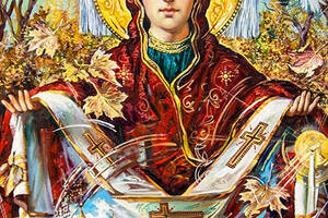 Алмазна мозаїка вишивка Свята хранителька Покров Пресвятої Богородиці Охапкін на підрамнику повна 5d 40х50