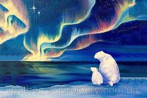 Алмазна вишивка 'Білий ведмідь і північ', відпочинок, небо, озеро, річка, повна викладка, мозаїка 5d, набори 30х40 см