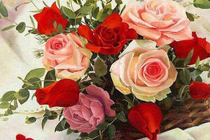 Алмазна вишивка 'Букет троянд на столі' натюрморт,повна викладка, диван, конверт, мозаїка 5d, набори 30х40 см