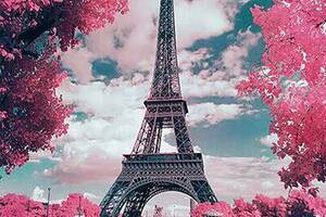 Алмазна вишивка 'Ейфелева вежа' париж, місто, небо,повна викладка, ,мозаїка 5d, набори 40х50 см