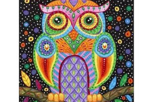 Алмазна вишивка Казкова сова на гілці Велика сова викладка мозаїка 5d набори 30х40 см