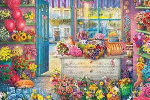 Алмазна вишивка 'Квітковий Магазин', повне викладення,, мозаїка 5d, набори 30х40 см