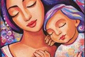Алмазна вишивка 'Мама з дитиною' птиці, любов, небо, романтика, повна викладка, мозаїка 5d, набори 30х40 см