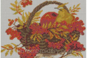 Алмазна вишивка 'Натюрморт з калиною' груша яблуко сад повна викладка зашивка мозаїка 5d