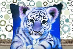 Алмазна вишивка подушка наволочка Тигреня савана левиця тигр кіт повна викладка мозаїка 5d набори 41х41 см