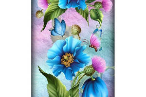Алмазна вишивка 'Польові квіти', метелик, квіти, сині, повна викладка, мозаїка 5d, набори 30х48 см