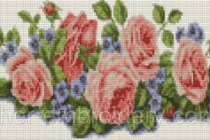 Алмазна вишивка 'Великий букет троянд' троянда, клумба, сад, дача, панно, повна викладка мозаїка 5d 53x26