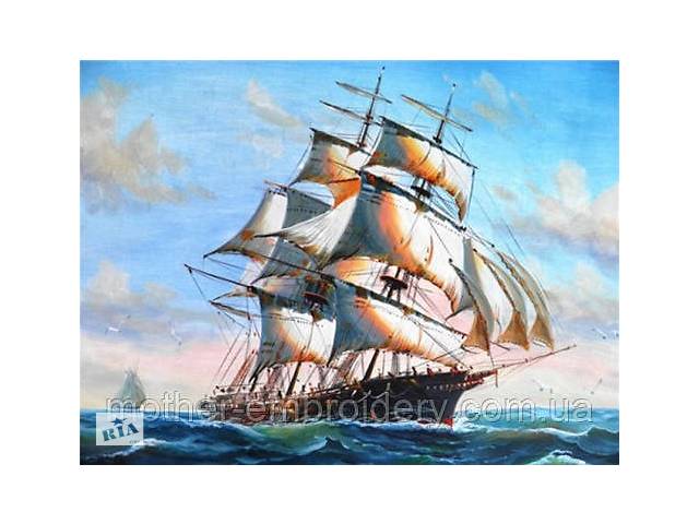 Алмазна вишивка 'Вітрильник у плаванні ',хмари, море,корабель,хвиля,повна викладка,мозаїка 5d,набори 30х40 см