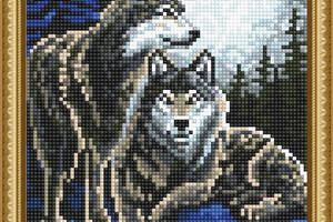 Алмазна вишивка ' Закохані вовки ' сніг зима ліс місяць холод сад повна викладка мозаїка 5d набори 23x30 см