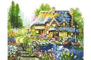 Алмазна вишивка Затишна Дача село озеро Будинок милий Будинок повна викладка мозаїка 5d набори 40х50 см