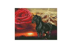 Алмазная мозаика 'Черный конь' Rainbow Art EJ1364 40х30 см