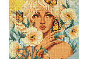 Алмазная мозаика 'Девушка с бабочками' ©pollypop92 Идейка AMO7597 40х50 см