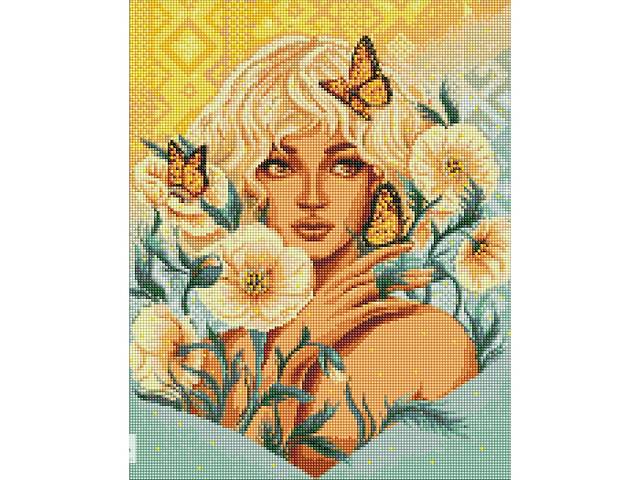 Алмазная мозаика 'Девушка с бабочками' ©pollypop92 Идейка AMO7597 40х50 см