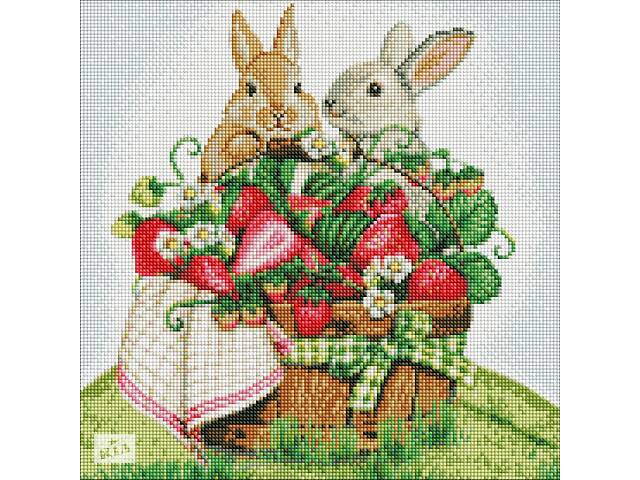 Алмазная мозаика 'Кролики на пикнике' Идейка AMO7562 40х40 см