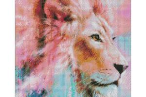 Алмазная мозаика 'Розовый лев' ©Ira Volkova Идейка AMO7454 40х50 см