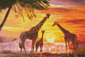 Алмазная мозаика 'Семья жирафов' ©ArtAlekhina Идейка AMO7327 40х50 см