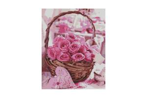 Алмазная вышивка Strateg Корзина с розовыми розами 40х50 см