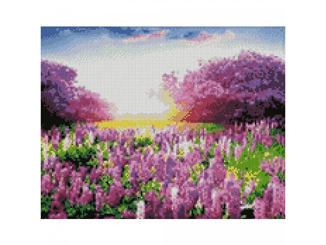 Алмазная вышивка Strateg Поле фиолетовых цветов 40х50 см