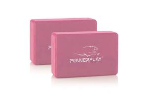 Блок для йоги 2шт PowerPlay 4006 Yoga Brick EVA Рожеві