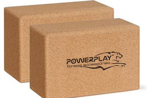 Блоки для йоги 2шт PowerPlay PP_4006 из пробкового дерева Cork Yoga Block пара