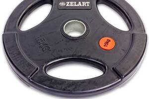 Блины диски обрезиненные Zelart Z-HIT TA-5160-15 15кг Черный