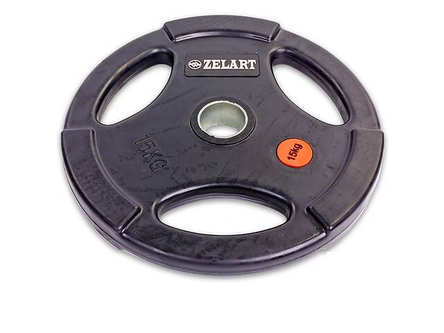 Блины диски обрезиненные Zelart Z-HIT TA-5160-15 15кг Черный