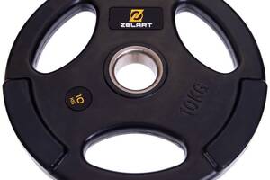 Блины (диски) обрезиненныеZelart TA-2673-10 51мм 10кг Черный