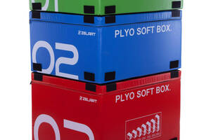 Бокс плиометрический мягкий набор Zelart PLYO BOXES FI-3635 3шт 90х75х30/45/60см зеленый/синий/красный
