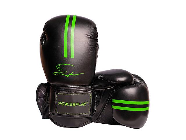 Боксерські рукавиці PowerPlay 3016 12 унцій Чорно-Зелені (PP_3016_12oz_Black/Green)