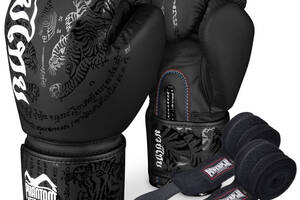 Боксерские перчатки Phantom Muay Thai Black 16 унций + бинты