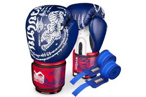 Боксерские перчатки Phantom Muay Thai Blue 12 унций + бинты