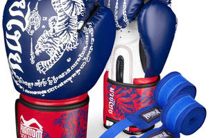 Боксерские перчатки Phantom Muay Thai Blue 12 унций + бинты