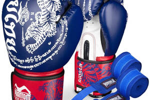 Боксерские перчатки Phantom Muay Thai Blue 14 унций + бинты