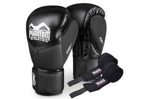 Боксерские перчатки Phantom RIOT Pro Black 12 унций + бинты