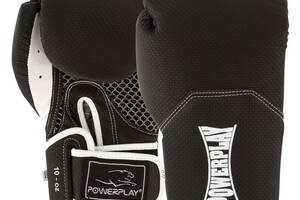 Боксерские перчатки PowerPlay 3011 Evolutions Черно-белые карбон 10 унций