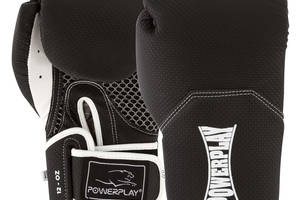 Боксерские перчатки PowerPlay 3011 Evolutions Черно-белые карбон 12 унций