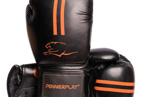 Боксерские перчатки PowerPlay 3016 Contender Черно-оранжевые 10 унций