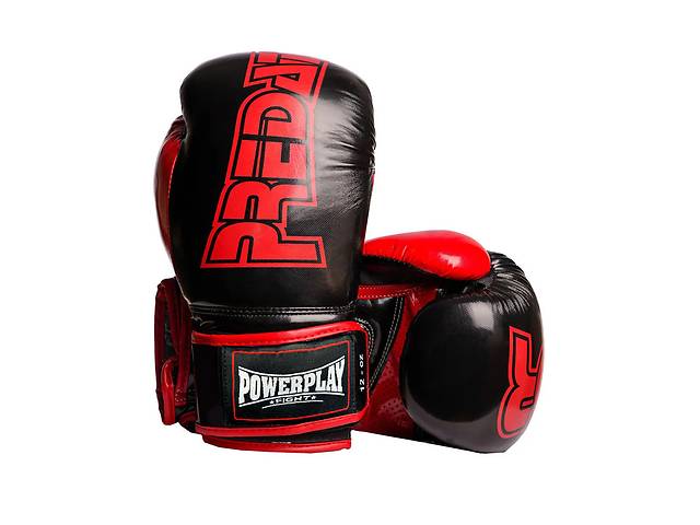 Боксерские перчатки PowerPlay 3017 Predator Черные карбон 12 унций