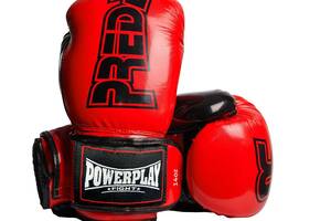 Боксерские перчатки PowerPlay 3017 Predator Красные карбон 16 унций